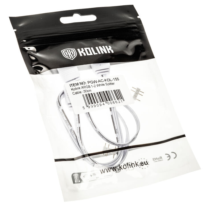Kolink ARGB 1-2 splitter cable - 30cm, white image number 2