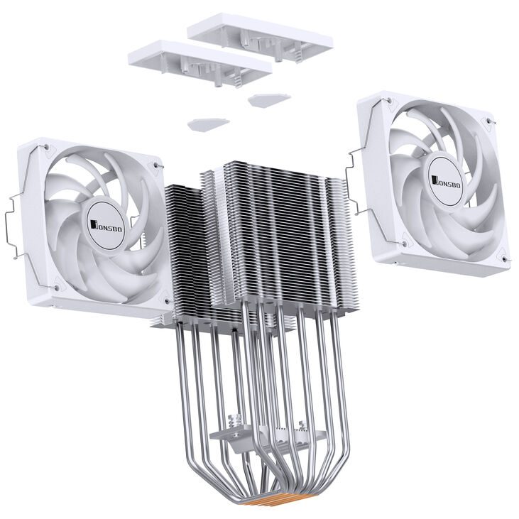 Jonsbo CR-3000E CPU cooler, dual tower, RGB - 120mm, white image number 9