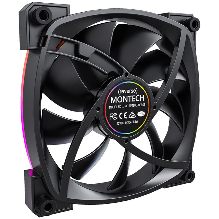 Montech RX140 PWM ARGB Reverse Fan - 140mm, black image number 2