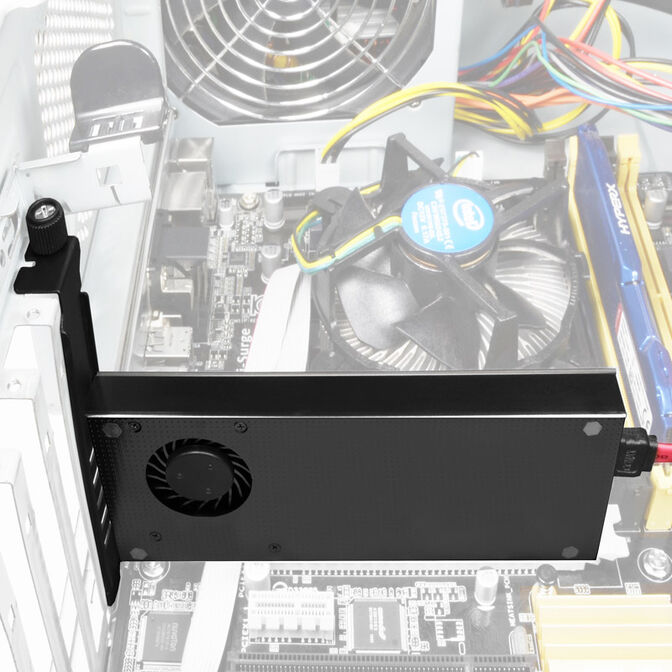 AXAGON PCEM2-DC PCIe-3.0-x4-Adapter, 1x M.2-NVMe, 1x M.2-SATA, bis 22110 - aktive K&uuml;hlung image number 1