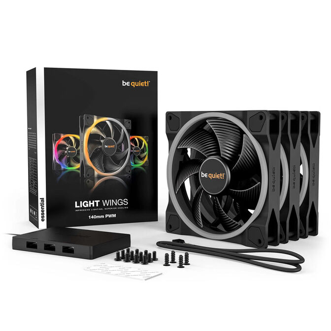 be quiet! Light Wings ARGB PWM fan, Triple Pack - 140mm, black image number 5