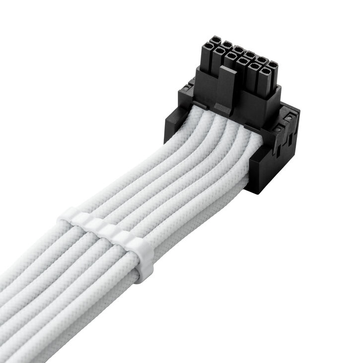 CableMod Universal Pro ModMesh 16-Pin to 16-Pin Cable, 90° Connector, Sleeved, StealthSense - White, 60 cm, Var. B image number 3