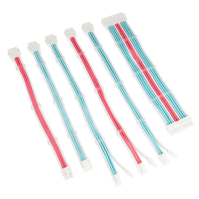 Kolink Core Adept Braided Cable Extension Kit - Brilliant White/Neon Blue/Pure Pink image number 1
