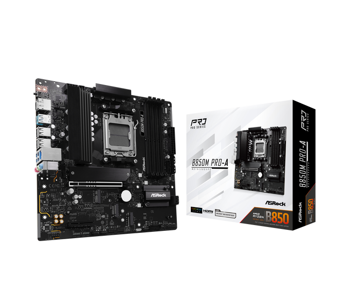 ASROCK B850M Pro-A Mainboard, Sockel AM5, AMD B850, Micro-ATX, DDR5 image number 0