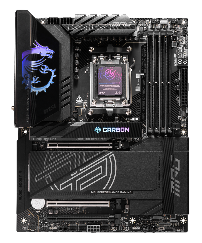 MSI MPG X870E Carbon WiFi Mainboard, Sockel AM5, AMD X870E, ATX, DDR5 image number 1