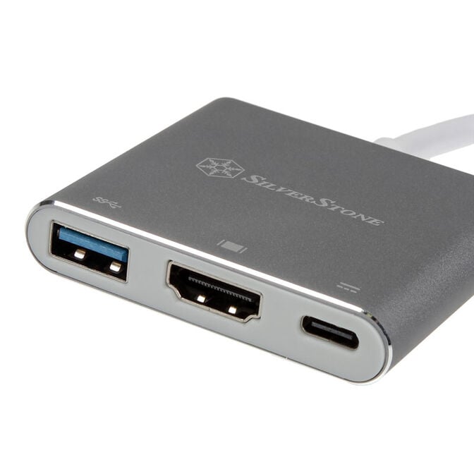 SilverStone SST-EP08C - USB 3.1 Typ-C Adapter auf HDMI/USB Type C/USB Type A - silber image number 1