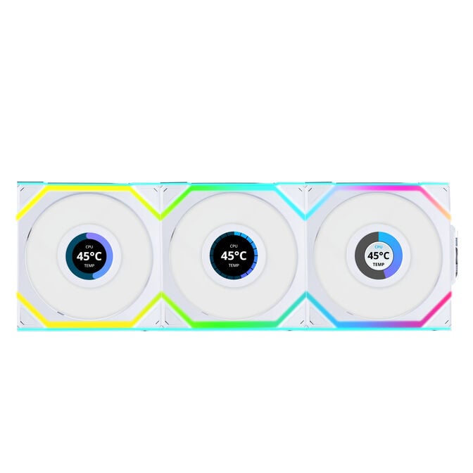 Lian Li UNI FAN SL Wireless LCD Fan, ARGB, PWM, 3-Pack incl. Controller - 120 mm, white image number 0