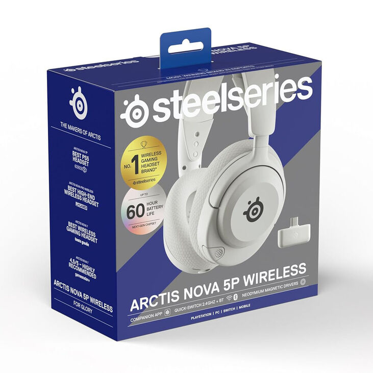 SteelSeries Arctis Nova 5P Wireless Gaming Headset, white image number 6