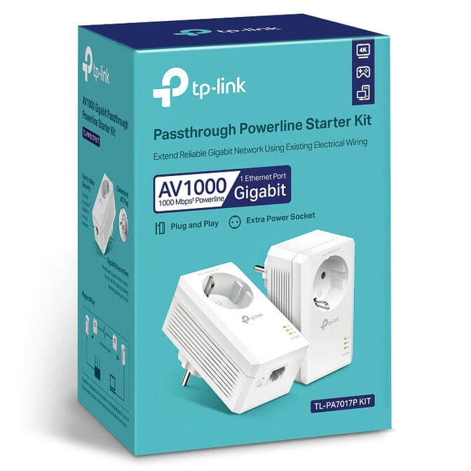 TP-Link TL-PA7019P KIT Powerline-Adapter, AV1000 Gigabit-Netzwerk, mit Steckdose - wei&szlig; image number 2