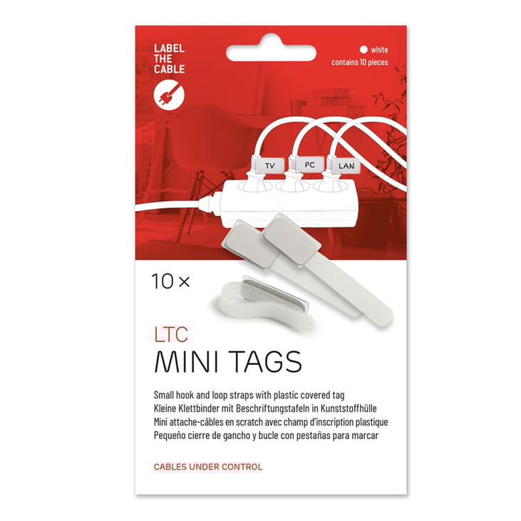 LABEL THE CABLE Mini Klettbinder 10er Set - weiß image number 0