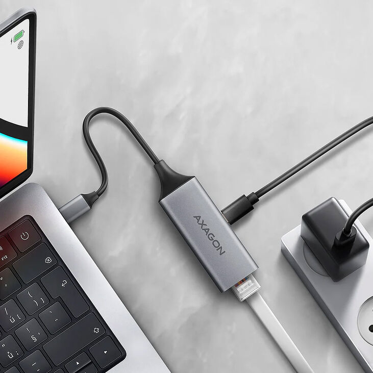AXAGON ADE-TXPD Gigabit Ethernet Adapter, USB-C - titangrau image number 1