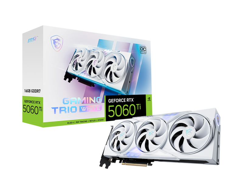 MSI RTX 5060 Ti 16GB GDDR7 Gaming Trio OC White