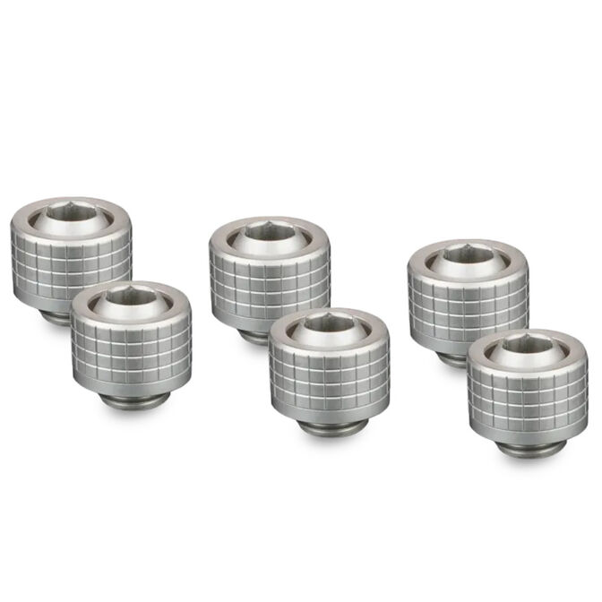 Thermal Grizzly DeltaMate Compression Fitting, Brass, G1/4&rdquo; Thread - Nickel, ST13, Pack of 6 image number 0