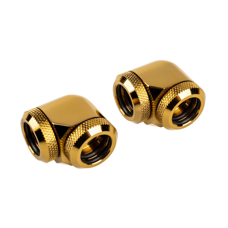 Corsair Hydro X Series XF Hardline Adapter 90 Degree 14mm OD to 14mm OD Hardtube - 2 Pack, gold image number 0