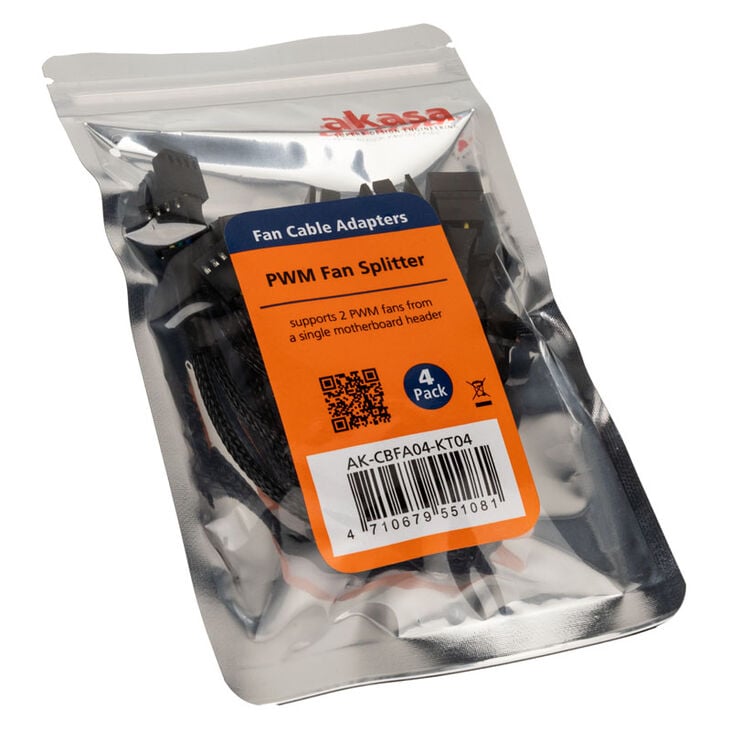 Akasa PWM Lüftersplitter, 4er Pack - schwarz image number 2