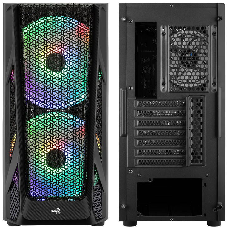 Aerocool AirHawk Duo Midi-Tower, Tempered Glass - schwarz image number 2