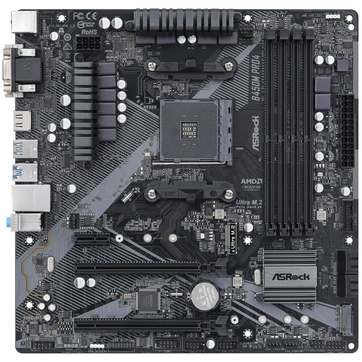 ASRock B450M PRO4 R2.0 Mainboard -B450-Chipsatz, Sockel AM4, DDR4 image number 2