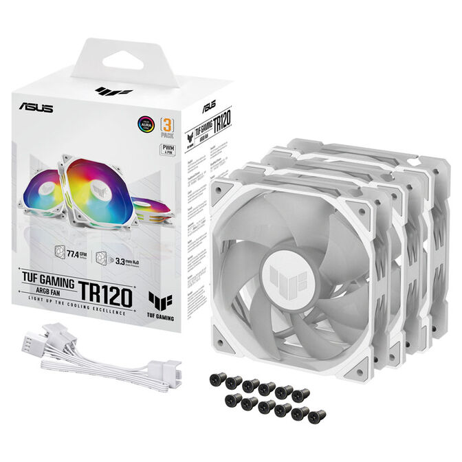 ASUS TUF Gaming TR120, PWM ARGB L&uuml;fter 3er Pack - 120 mm, wei&szlig; image number 4