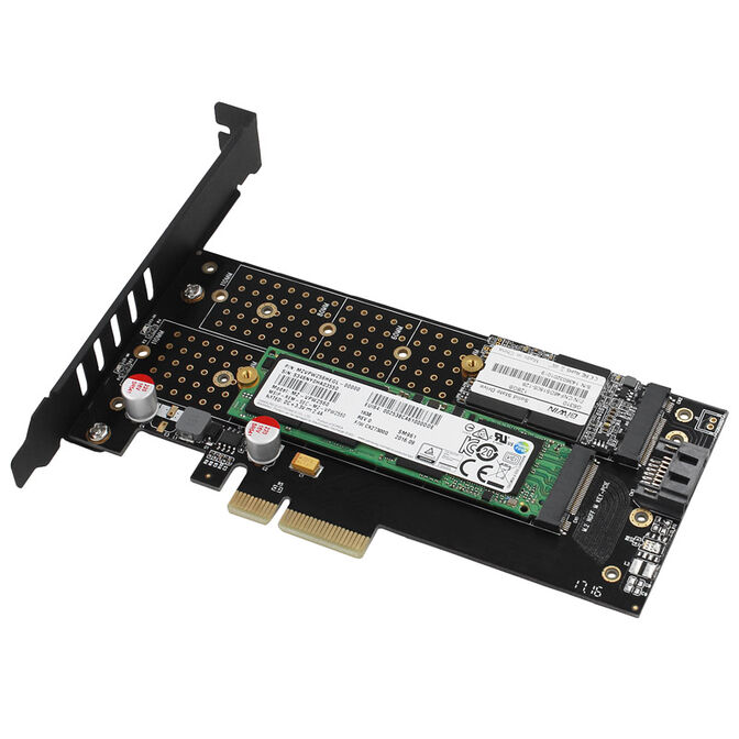 AXAGON PCEM2-DC PCIe-3.0-x4-Adapter, 1x M.2-NVMe, 1x M.2-SATA, bis 22110 - aktive K&uuml;hlung image number 3