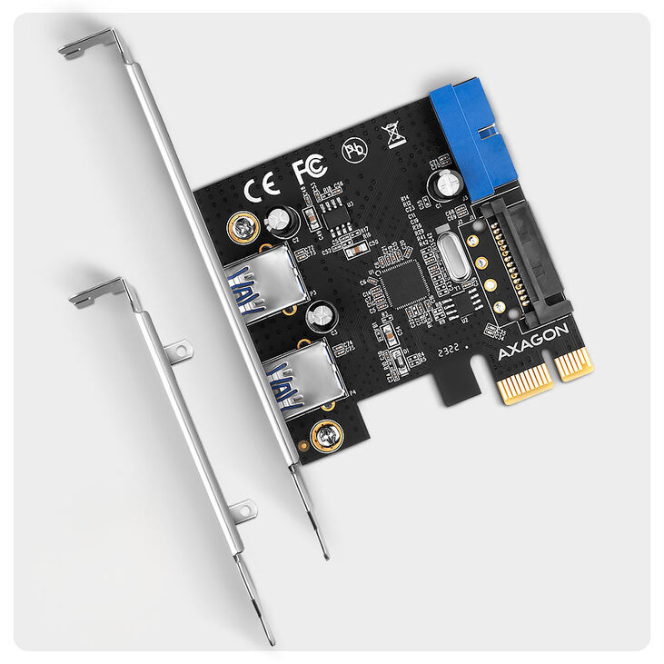 AXAGON PCEU-232RS expansion card, PCIe 4.0 x1, 4x USB 3.0, 2x internal - black image number 1
