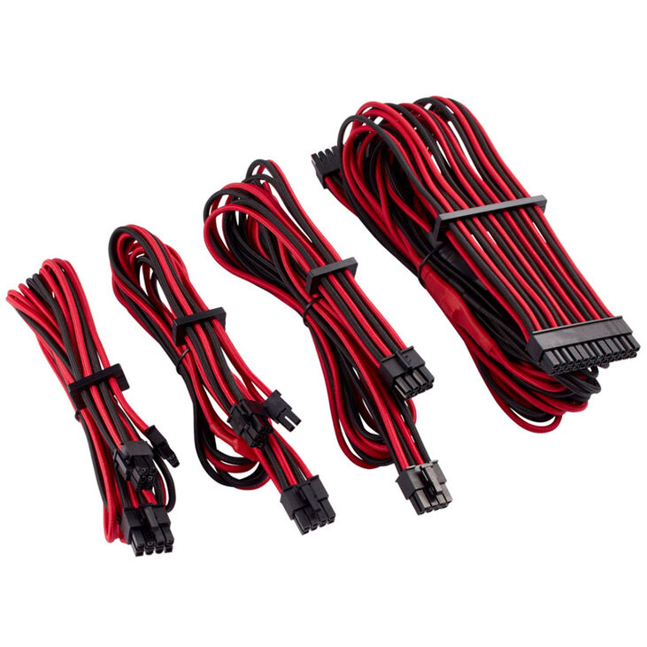 Corsair Premium Sleeved Kabel-Set (Gen 4) - rot/schwarz image number 1