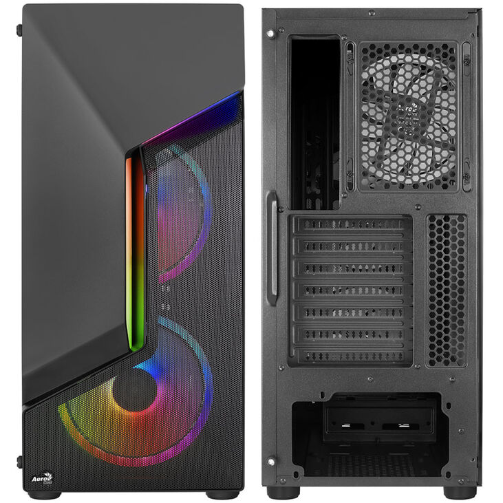 Aerocool Scape-G-BK-v2 Mid Tower, Tempered Glass, FRGB - Black image number 2