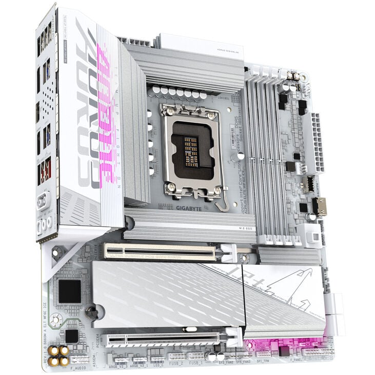 GIGABYTE B860M Aorus Elite WiFi6E ICE Motherboard, Socket 1851, Intel B860, mATX, DDR5 image number 1