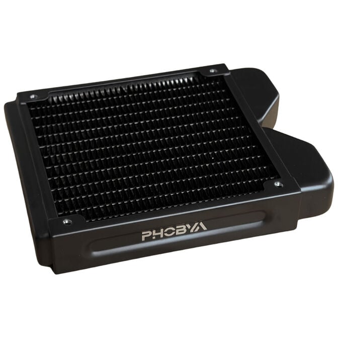 Phobya R27-S120 Radiator, 120 mm radiator, 18 FPI, copper fins, 2x G1/4-inch connectors - black image number 1