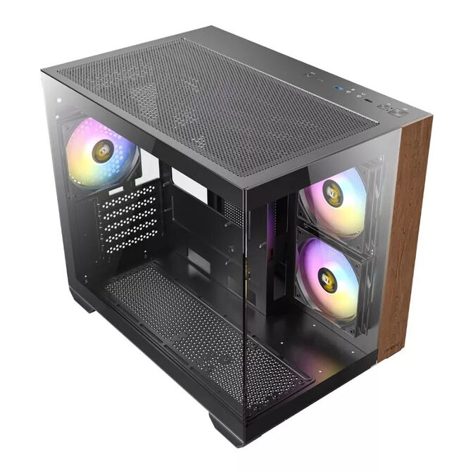 Antec CX600M Wood PC case, Mini Tower, Micro-ATX, Tempered Glass - black, wood image number 1
