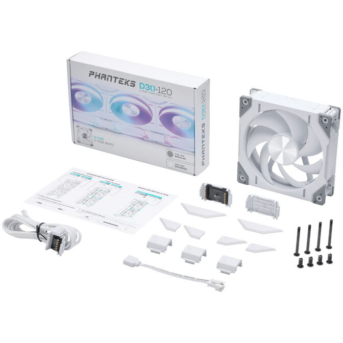 PHANTEKS D30 PWM Regular Airflow D-RGB L&uuml;fter - 120mm, wei&szlig; image number 8