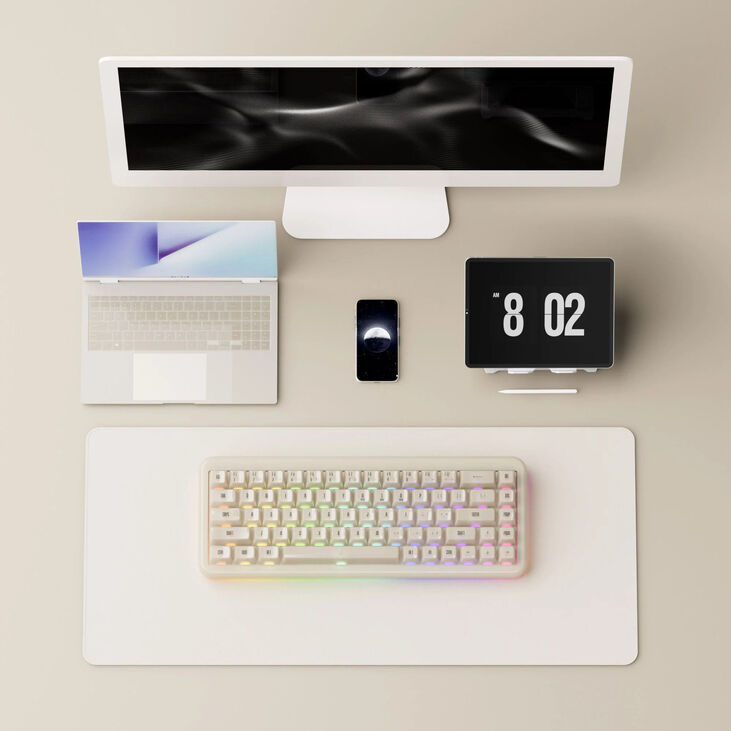 Akko YU01 White Jade Gaming Keyboard, RGB - 65%, V3 Piano Pro Switches, ANSI (US) image number 7