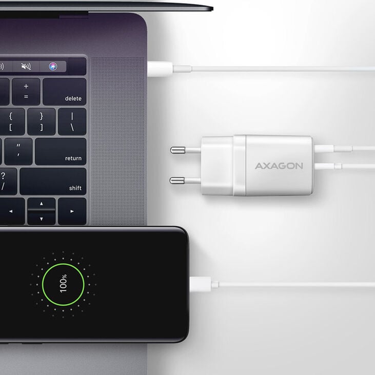 AXAGON ACU-PQ30W Charger QC3.0, 4.0/AFC/FCP/PPS/Apple + PD USB-C, 30W - white image number 2