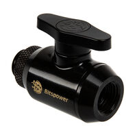 Bitspower ball valve 1x female thread 1/4 inch & 1x male thread G1/4 inch, rotatable - matt black