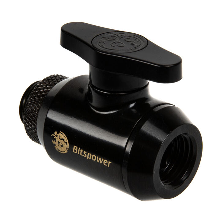 Bitspower ball valve 1x female thread 1/4 inch & 1x male thread G1/4 inch, rotatable - matt black image number 0