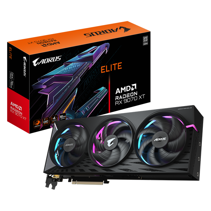 Gigabyte AORUS Radeon RX 9070 XT Elite 16G graphics card, 16384 MB GDDR6 image number 0