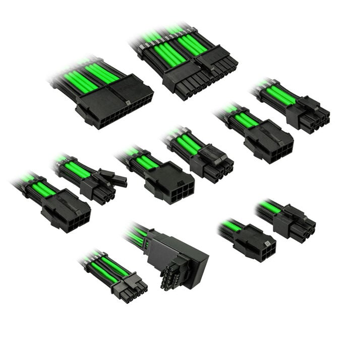 Kolink Core Pro Braided Cable Extension Kit 12V-2x6 Type 1 - Venom Green image number 0