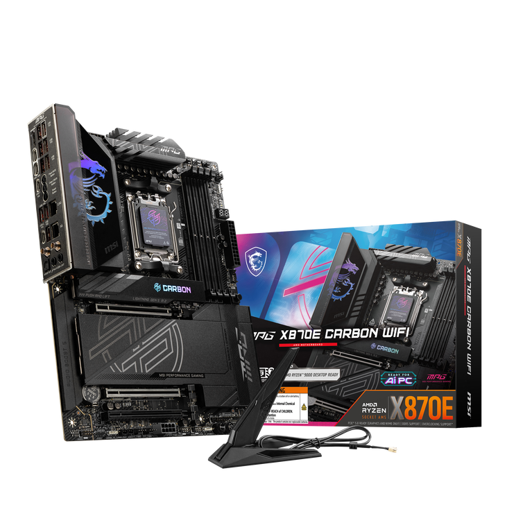 MSI MPG X870E Carbon WiFi motherboard, Socket AM5, AMD X870E, ATX, DDR5 image number 0