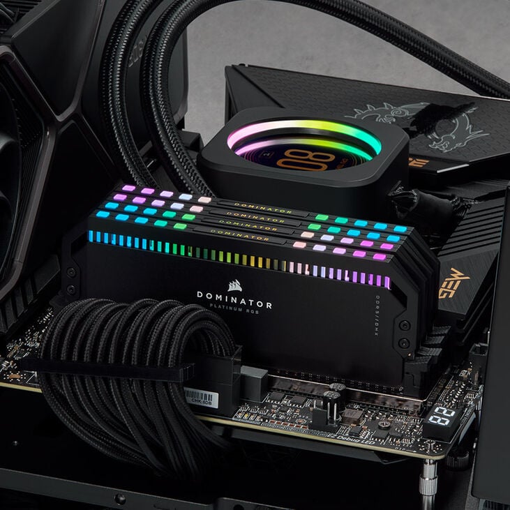 Corsair Dominator Platinum RGB DDR5-6600 RAM, CL32, XMP - 64 GB Quad-Kit, schwarz image number 4