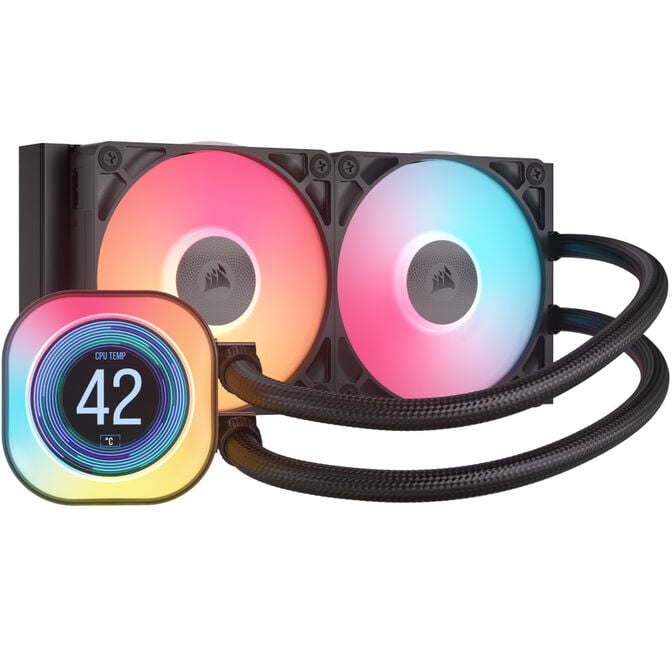 Corsair iCUE LINK Titan 240 RX LCD Komplett-Wasserk&uuml;hlung, RGB - 240mm, schwarz image number 0