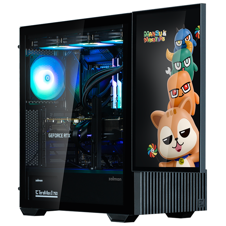 Zalman Z10 DS PC-Gehäuse, Midi-Tower, ATX, RGB, Tempered Glass - schwarz, mit LCD-Display image number 6