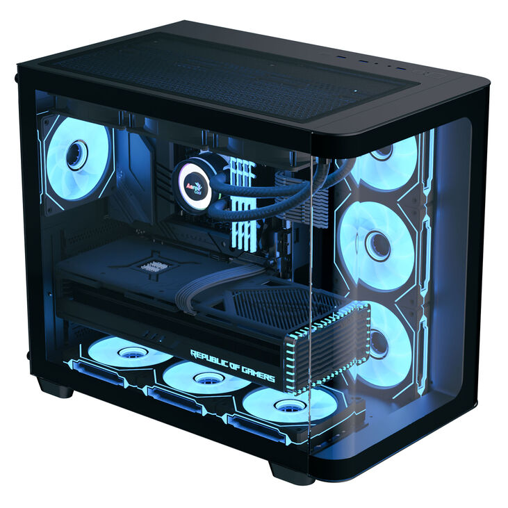 Aerocool P500C PC-Gehäuse, Midi-Tower, ATX, Tempered Glass - schwarz image number 1