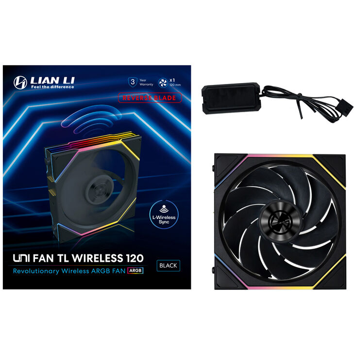 Lian Li UNI FAN TL Wireless Lüfter, ARGB, PWM - Reverse Blade, 120mm, schwarz image number 7