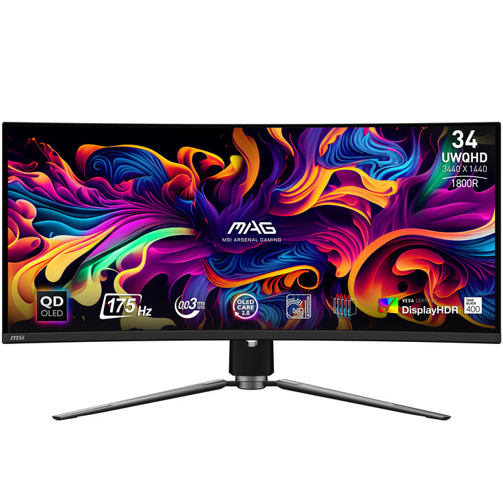 MSI MAG 341CQPDE QD-OLED, 34 inch Curved Gaming Monitor, 175 Hz, QD OLED, Adaptive Sync image number 1