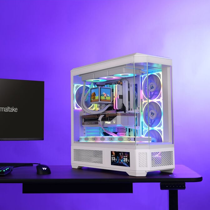 Thermaltake View 600 TG PC-Geh&auml;use, Big-Tower, E-ATX, ARGB, Tempered Glass - wei&szlig; image number 1