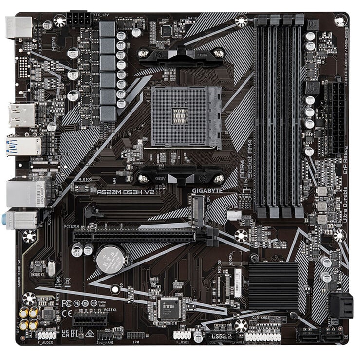 GIGABYTE A520M DS3H V2 motherboard, AM4 socket, AMD A520, Micro-ATX, DDR4 image number 2