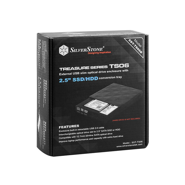 SilverStone TS06, 2,5 Zoll in Slim ODD Slot/External ODD Case - schwarz image number 4