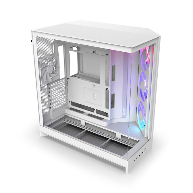 NZXT H9 Flow RGB PC Case, Mid-Tower, E-ATX, Tempered Glass - White image number 5