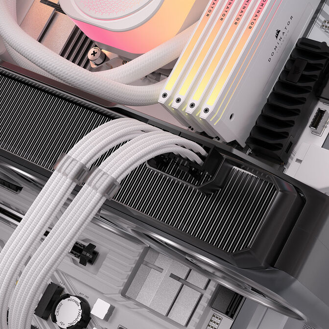 Corsair Premium Sleeved 12V-2x6 zu 2x 6+2-Pin-PCIe-Kabel, Universal - wei&szlig; image number 4