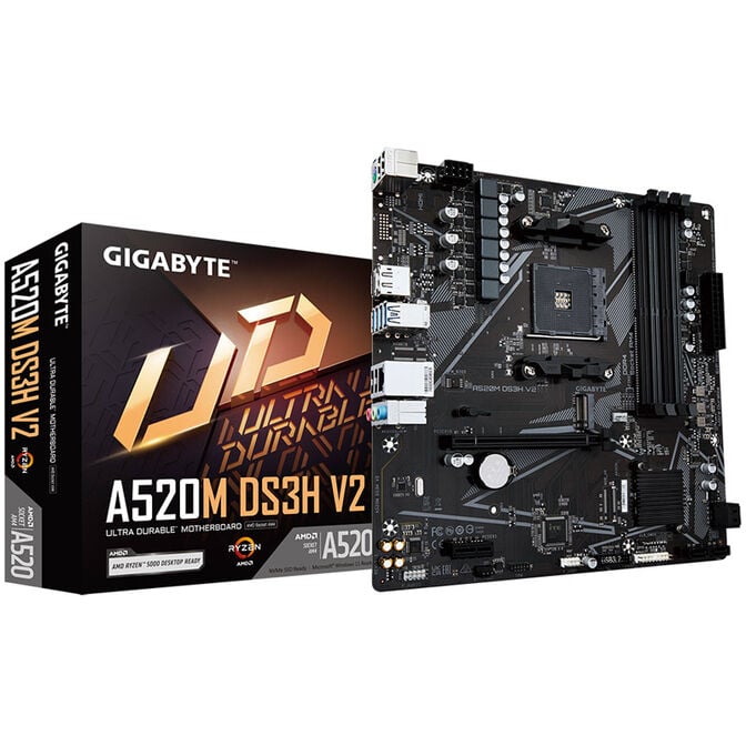 GIGABYTE A520M DS3H V2 motherboard, AM4 socket, AMD A520, Micro-ATX, DDR4 image number 0