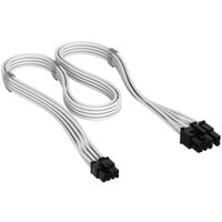 Corsair Premium Sleeved 6+2-Pin-PCIe-Kabel, f&uuml;r Typ-5-Netzteil - wei&szlig;